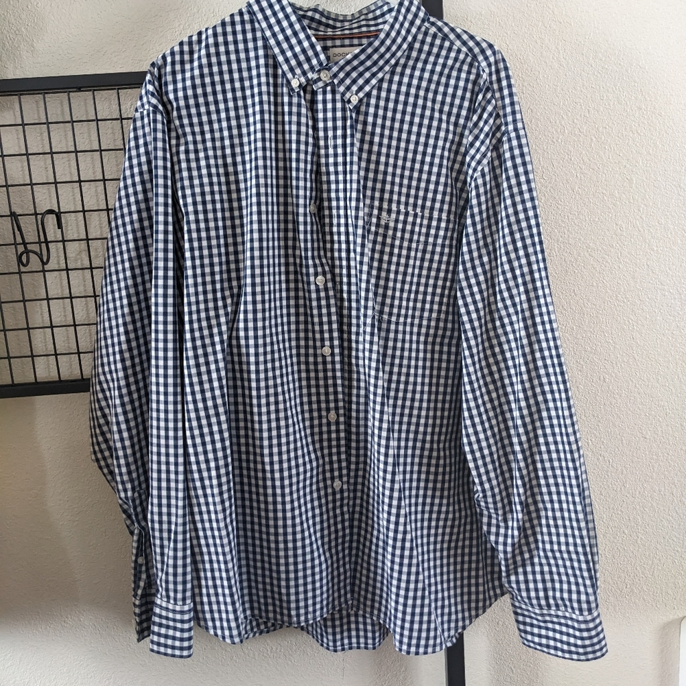 Men's Dockers Dress Shirt Blue and White